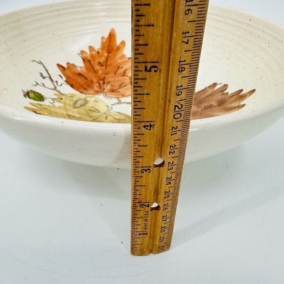 Metlox Salad Pasta Serving Bowl Woodland 1960s Vintage Fall Leaf THANKSGIVING - Picture 6 of 7